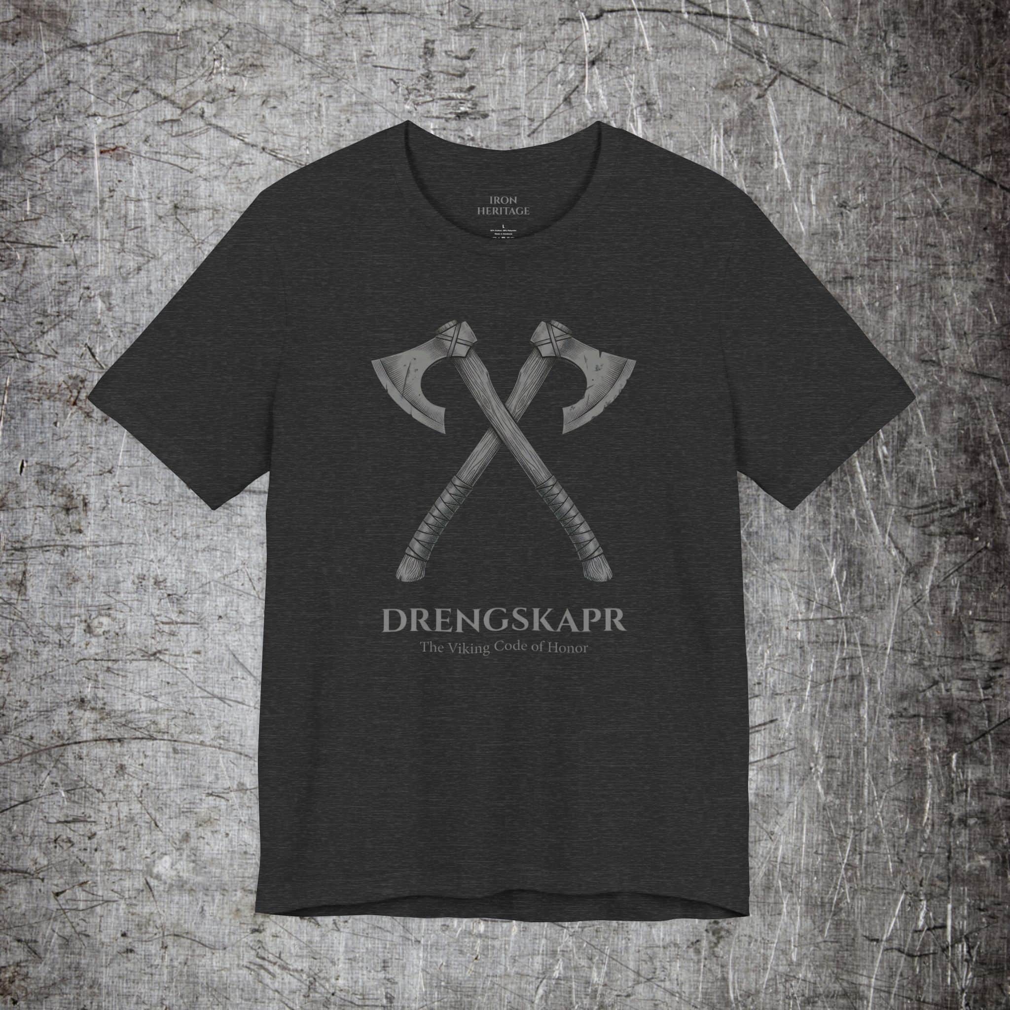 Iron Heritage T-Shirt Dark Grey Heather / S Drengskapr — Viking Axes T-Shirt