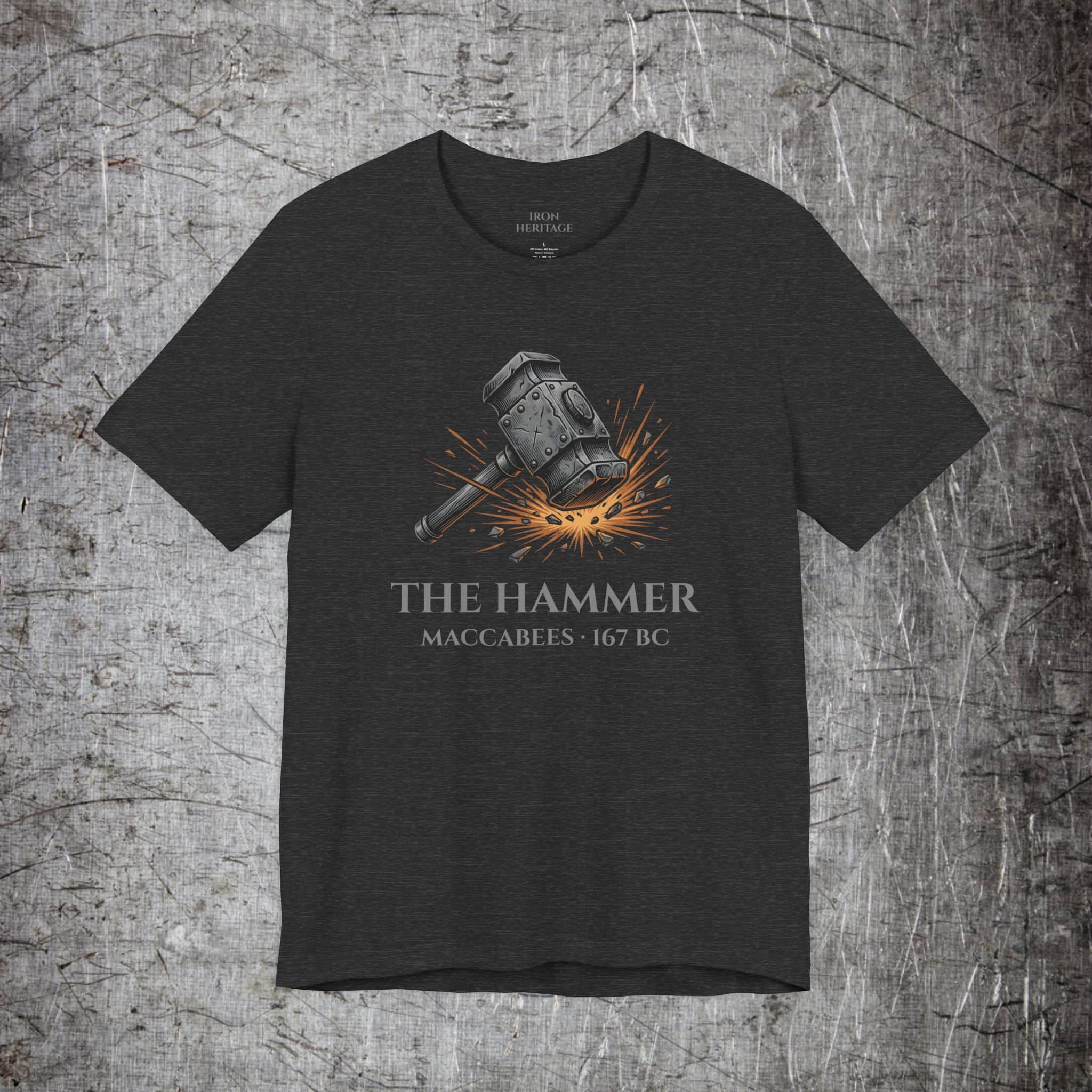 Iron Heritage T-Shirt Dark Grey Heather / S The Hammer — Maccabees T-Shirt