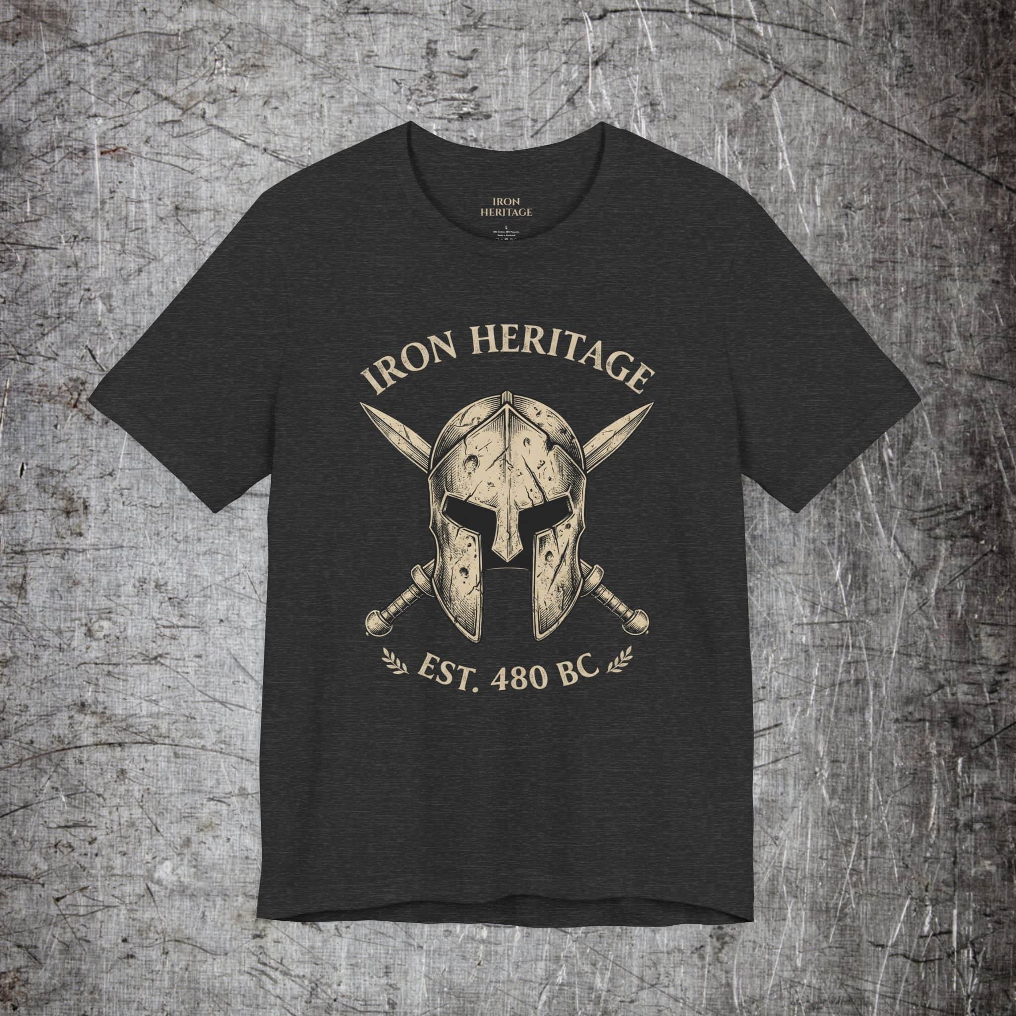 Iron Heritage T-Shirt Dark Grey Heather / S Spartan - Est. 480 BC T‑Shirt