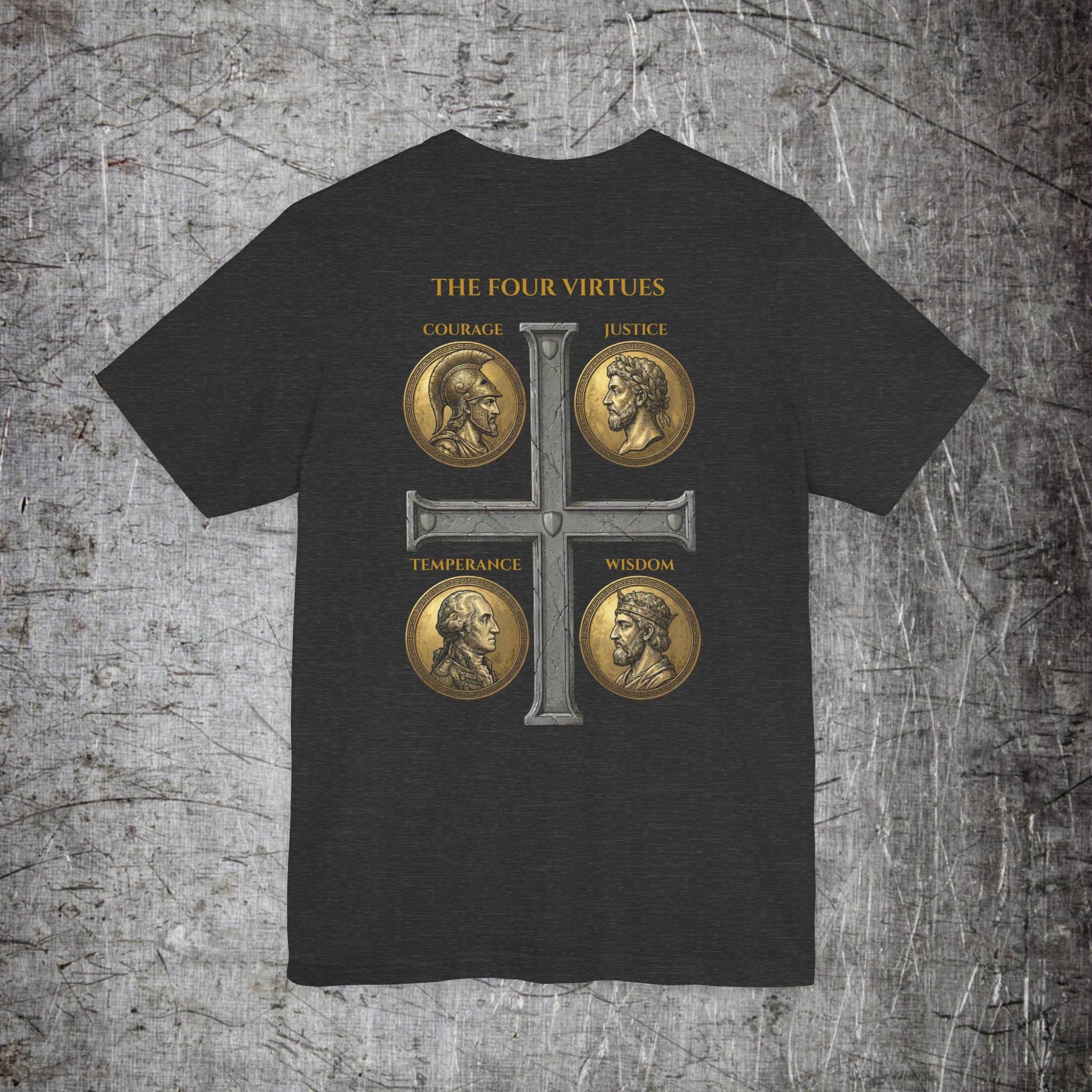 Iron Heritage T-Shirt Dark Grey Heather / S The Four Virtues T-Shirt